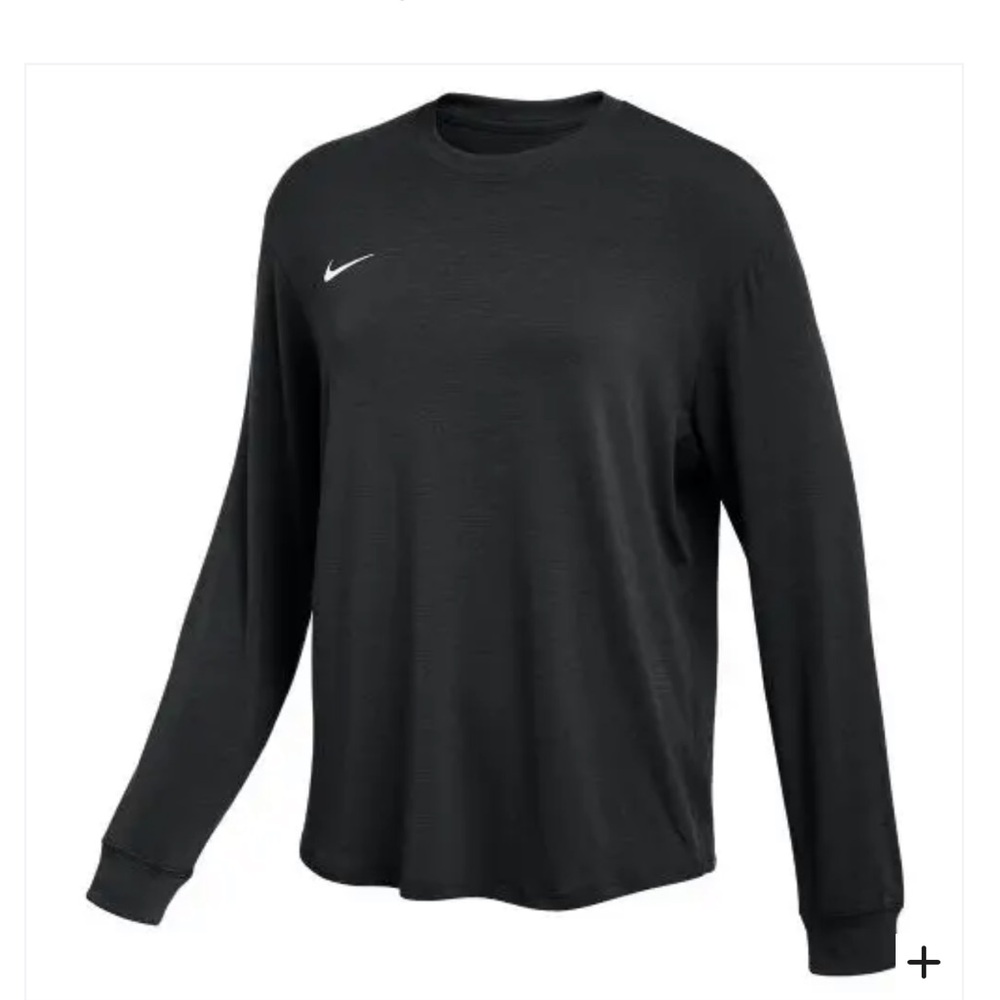 NWT Women’s Nike Black Long-Sleeve Crewneck Shirt with White Swoosh, Size M